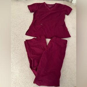 Purple Label by Healing Hands Maroon Scrub Set